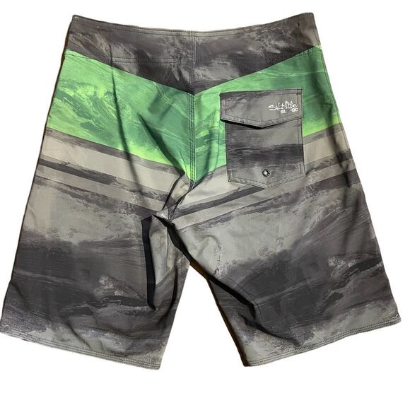 SALT Life SLX-QD Vapor Stretch Boardshorts Gray Green Size 30 - Picture 2 of 6